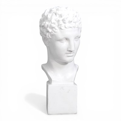 Lot 319 - A glazed pottery head of Hermes, 58cm high