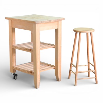 Lot 389 - A modern beech kitchen block, 60cm wide,...
