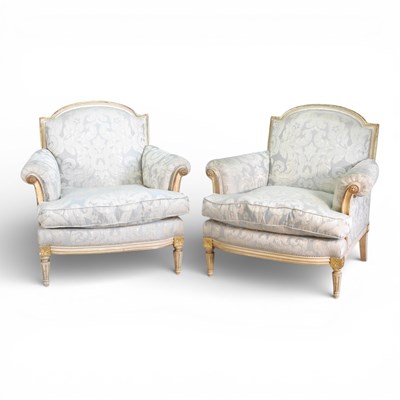 Lot 11 - A pair of modern continental style blue floral...