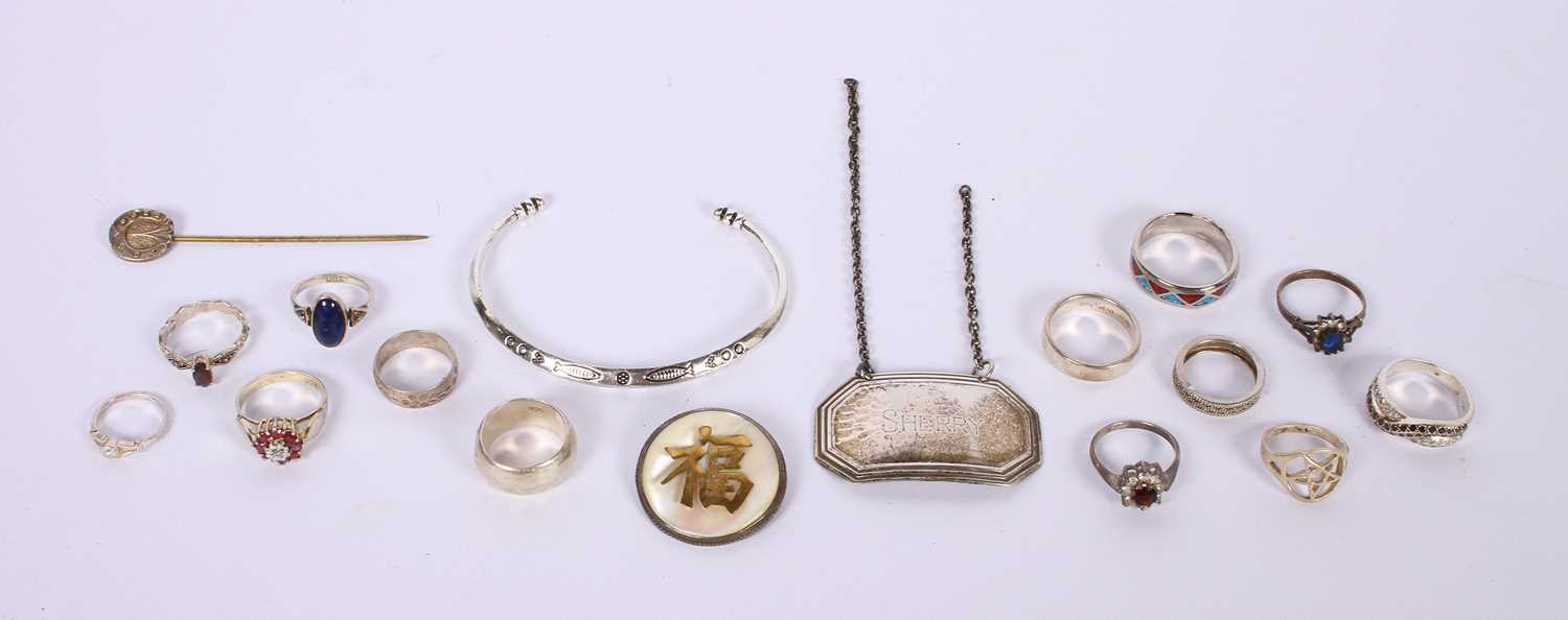 Lot 53 - A collection of rings with other silver and...