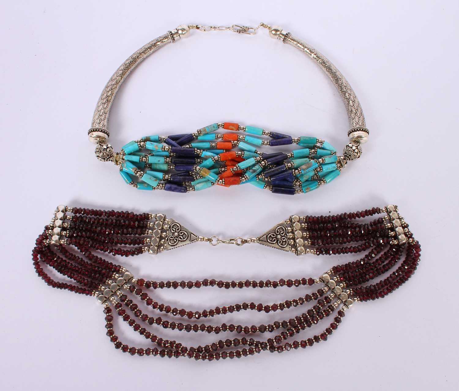 Lot 43 - Two necklaces comprising a Tibetan silver...
