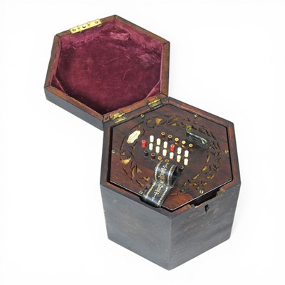 Lot 155 - A 19th rosewood concertina, by George Case,...