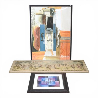 Lot 759 - A tapestry picture, 55 x 153cm, together with...
