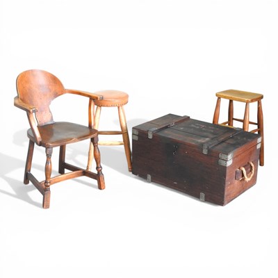 Lot 646 - An early 20th century teak military trunk,...