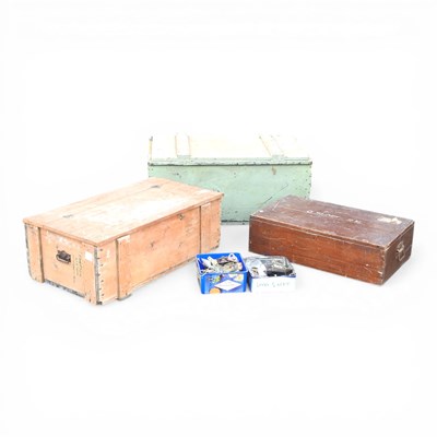 Lot 748 - A collection of wooden workshop boxes and...