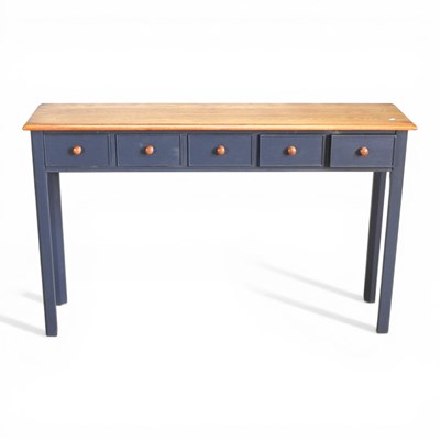 Lot 342 - A modern blue painted hand made oak side table,...