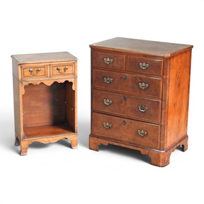 Lot 617 - A Georgian style walnut cabinet, together with...