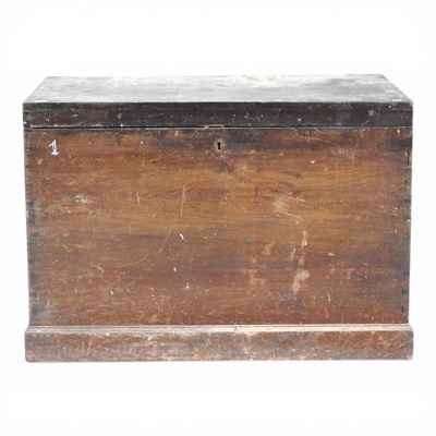 Lot 555 - A 19th century hardwood trunk, with a hinged...