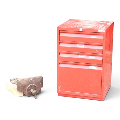 Lot 535 - A red metal tool cabinet, together with a...