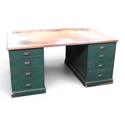 Lot 364 - An early 20th century oak and green painted...