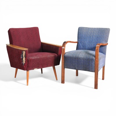 Lot 447 - A mid century blue upholstered bentwood...