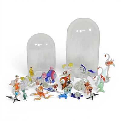 Lot 422 - A collection of Murano coloured glass animals,...