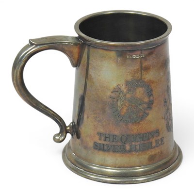 Lot 206 - A Royal commemorative silver mug, of tapered...
