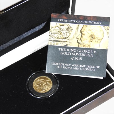 Lot 55 - A King George V sovereign, dated 1918, struck...