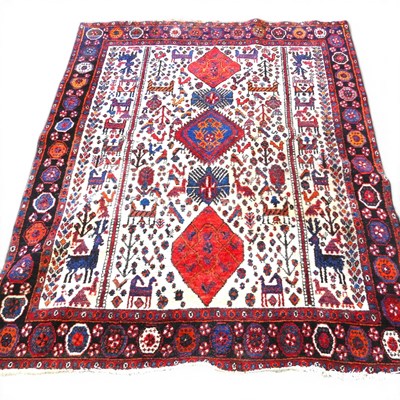 Lot 510 - A Persian Asfhar pictorial rug, of tree of...