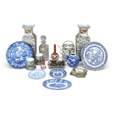 Lot 220 - A pair of Chinese porcelain vases, together...