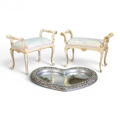 Lot 316 - A near pair of French style cream painted...