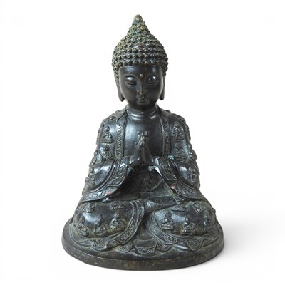 Lot 375 - A Thai patinated bronze statue of Buddha, 20th...