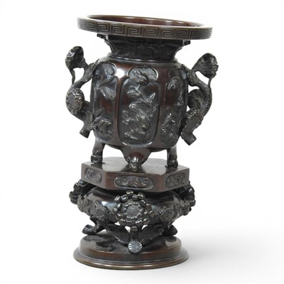 Lot 122 - A Japanese bronze censer, Meiji style, of...