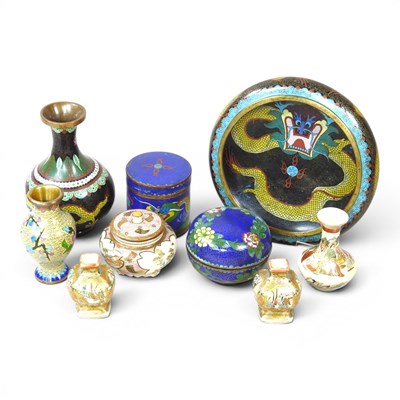 Lot 301 - A Chinese cloisonne vase, 16cm high, together...