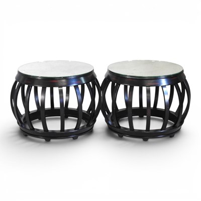 Lot 368 - A pair of modern Eastern black painted...