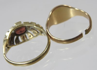 Lot 121 - A 9 carat gold garnet dress ring, of Lot 121 - A 9 carat gold garnet dress ring, of