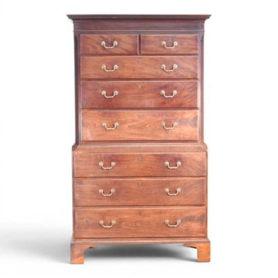 Lot 267 - A George III mahogany chest on chest, having a...