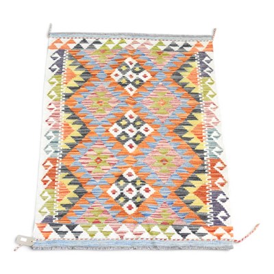 Lot 567 - A Persian kilim, with three central diamonds,...