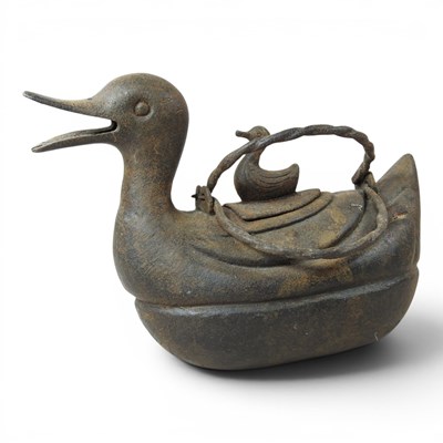 Lot 80 - A Chinese cast iron novelty kettle, in the...