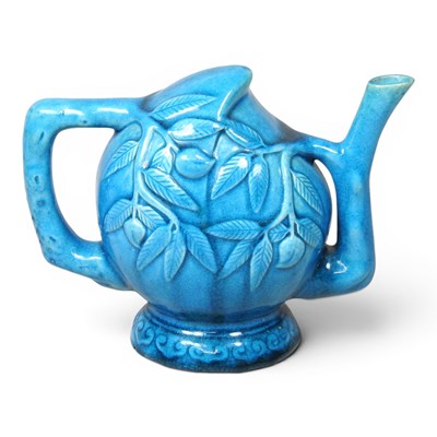 Lot 51 - A Chinese turquoise glazed Cadogan teapot,...
