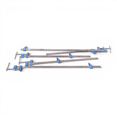 Lot 468 - A collection of five metal sash cramps, 130cm...
