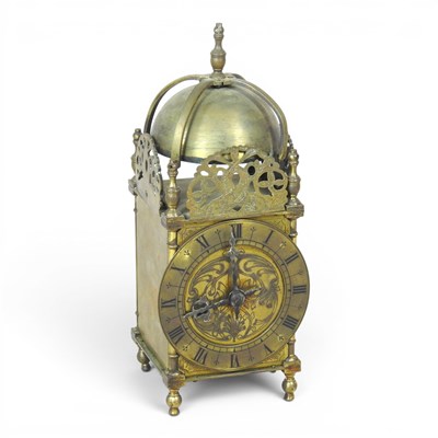 Lot 185 - A brass cased lantern clock, 17th century...