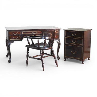 Lot 780 - An Eastern hardwood and brass inlaid writing...