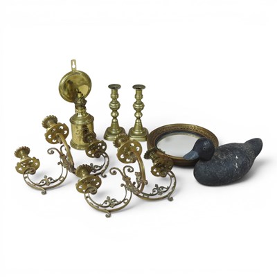 Lot 405 - A pair of ornate 19th century brass three...