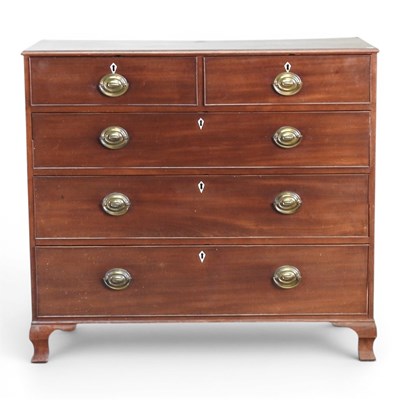 Lot 369 - A George III mahogany chest, on bracket feet....