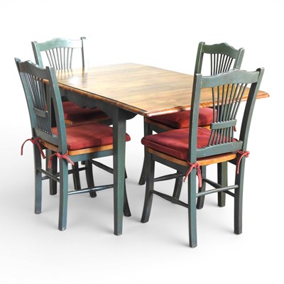 Lot 512 - A modern drop leaf dining table, on green...
