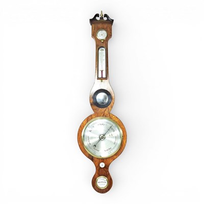 Lot 378 - A 19th century rosewood cased wheel barometer,...