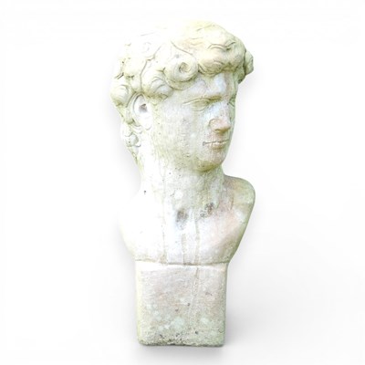 Lot 67 - A reconstituted stone head of David, 58cm high