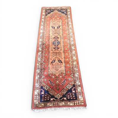 Lot 132 - A Heriz style woollen runner, with hooked...
