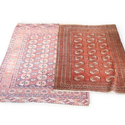 Lot 738 - A Bokhara rug, with rows of medallions on red...