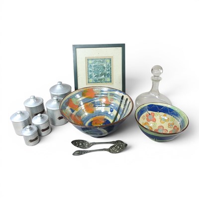 Lot 459 - A Deborah Cane pottery bowl, 32cm, together...
