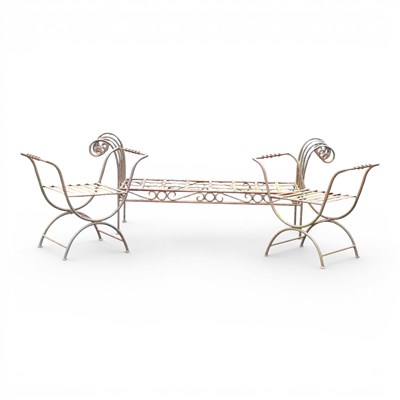Lot 299 - An iron garden seat, together with a pair...