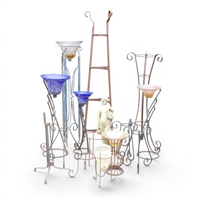 Lot 620 - A collection of various metal plant stands,...
