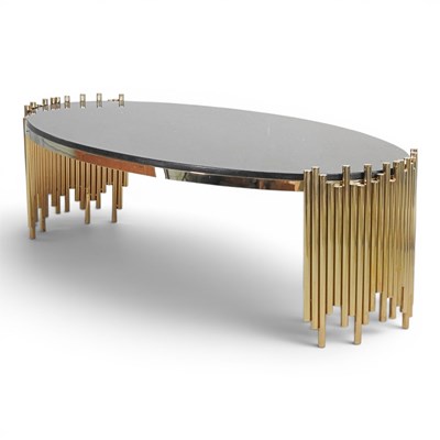 Lot 350 - A modern Art Deco style coffee table, of oval...