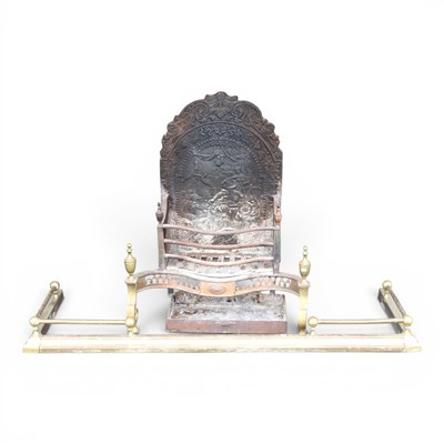 Lot 732 - A Regency style brass fire basket, with a cast...