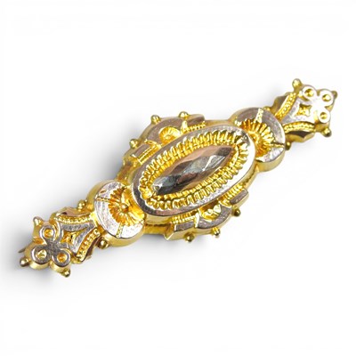 Lot 373 - A Victorian 9 carat gold bar brooch, of...