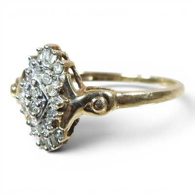 Lot 335 - A 9 carat gold and diamond cluster ring, of...