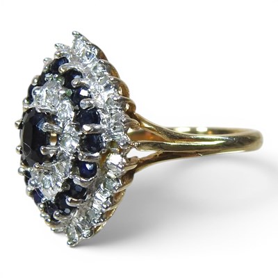 Lot 156 - A large 9 carat gold sapphire and diamond...