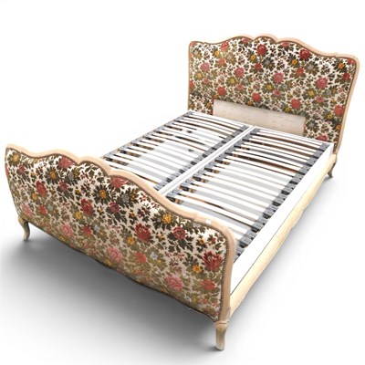 Lot 465 - A French upholstered double bedstead, with a...