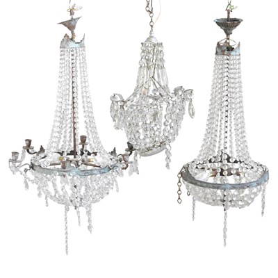 Lot 208 - An early 20th century cut glass chandelier,...